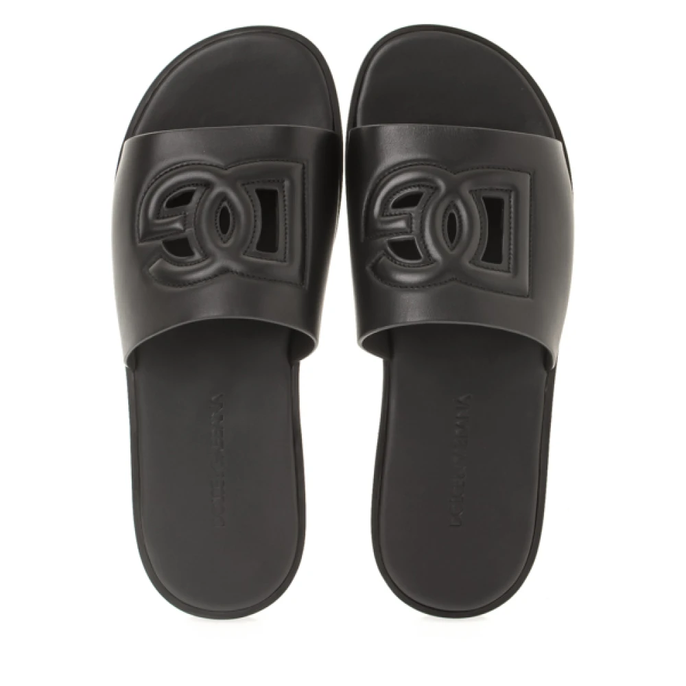 Dolce & Gabbana Leren Slippers voor Heren Stap in Stijl Black Heren