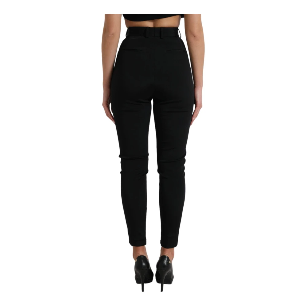 Dolce & Gabbana Hoge Taille Skinny Broek Ritssluiting Black Dames