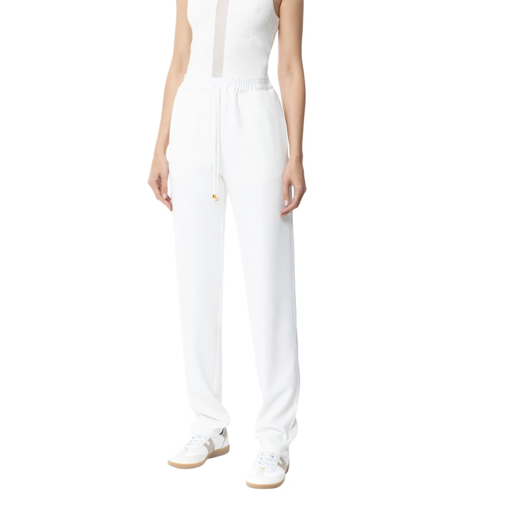 Elisabetta Franchi Women's White Crêpe Tuxedo Trousers - Sweatpants - S - Trousers