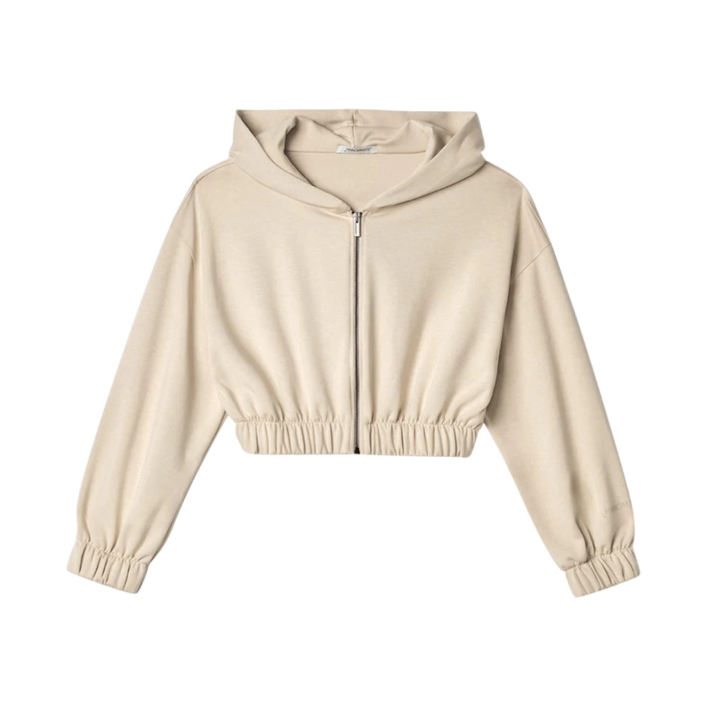 Hinnominate Women's Beige Zip-Throughs, S, Hoodie With Cropped Cut