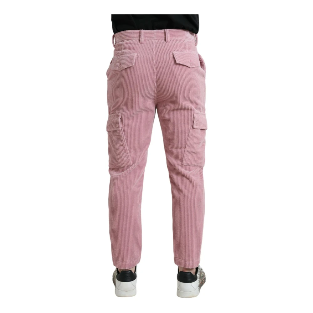 Dolce & Gabbana Roze Corduroy Skinny Cargo Jeans Pink Heren