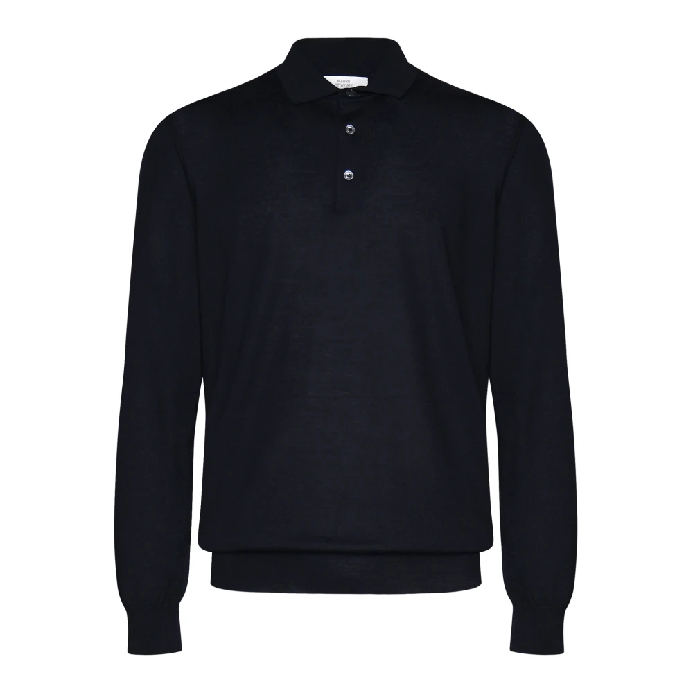 Mauro Ottaviani Lange Mouw Polo Shirt Zwart Knoopsluiting Blue Heren