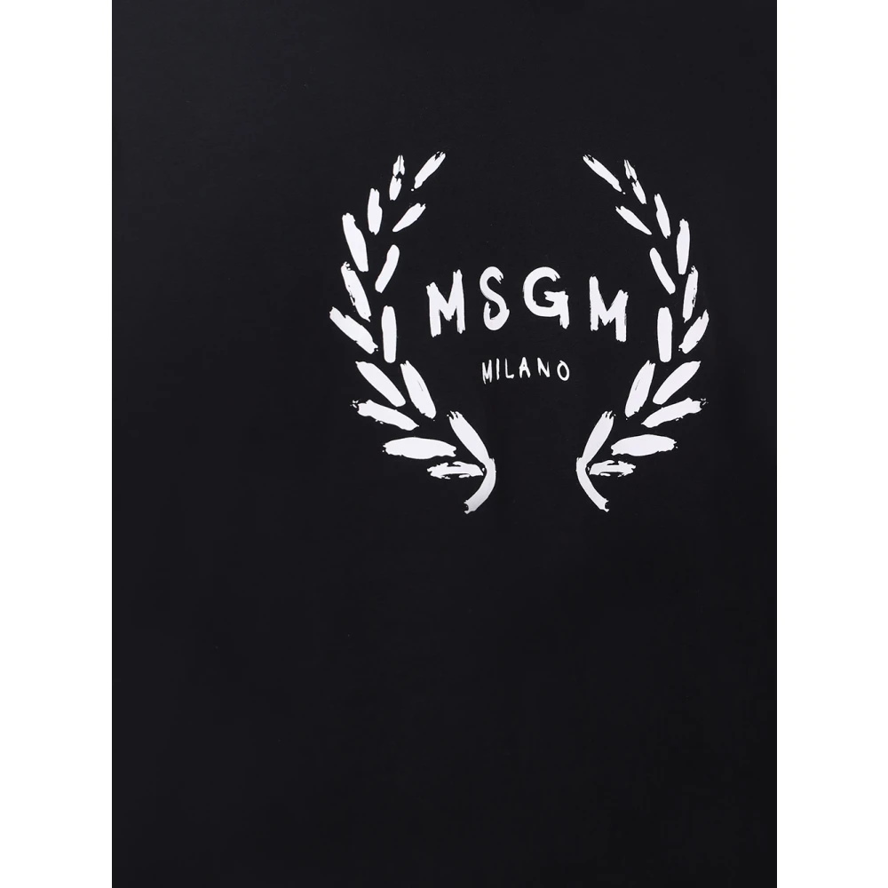 Msgm Zwart Logo Print T-shirt Black Heren