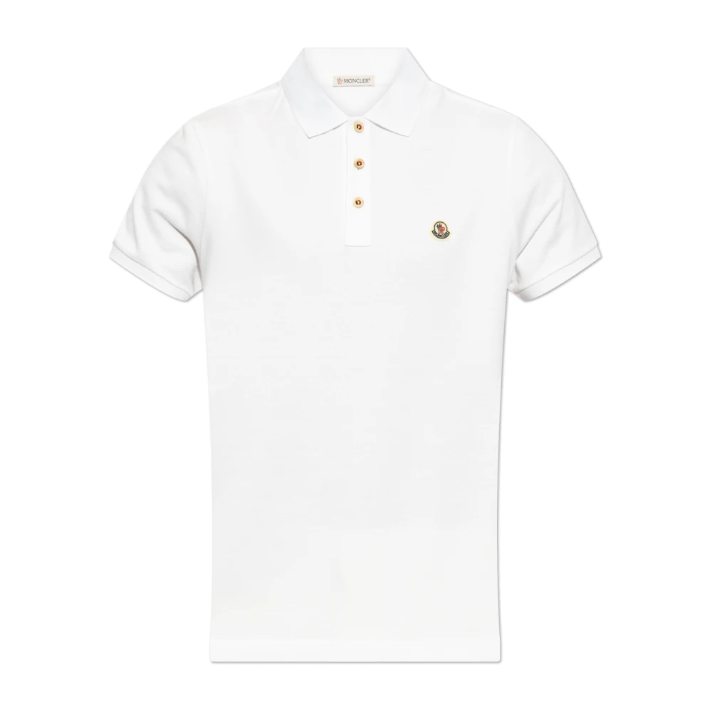 Moncler Katoenen polo met logopatch White Heren