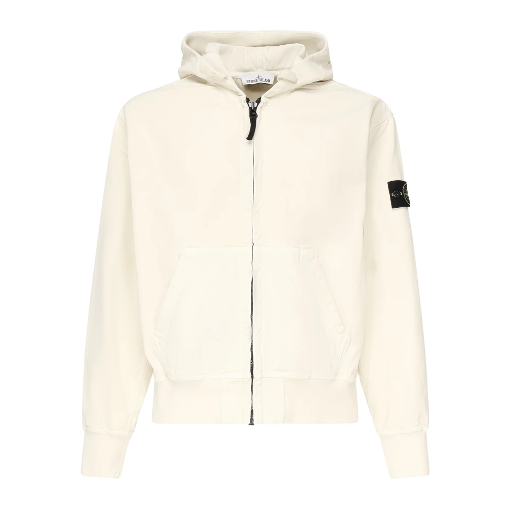 Stone Island Men's White Cotton Jumper Ribbed