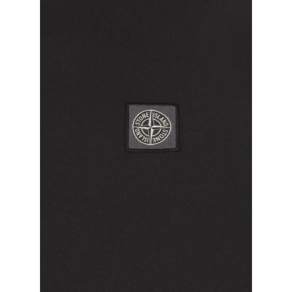 Stone Island Zwarte Katoenen T-shirt met Logopatch Black Heren