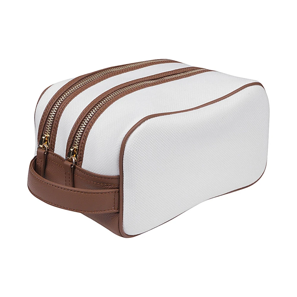 Eleventy Katoen en Leren Beautytas White Heren