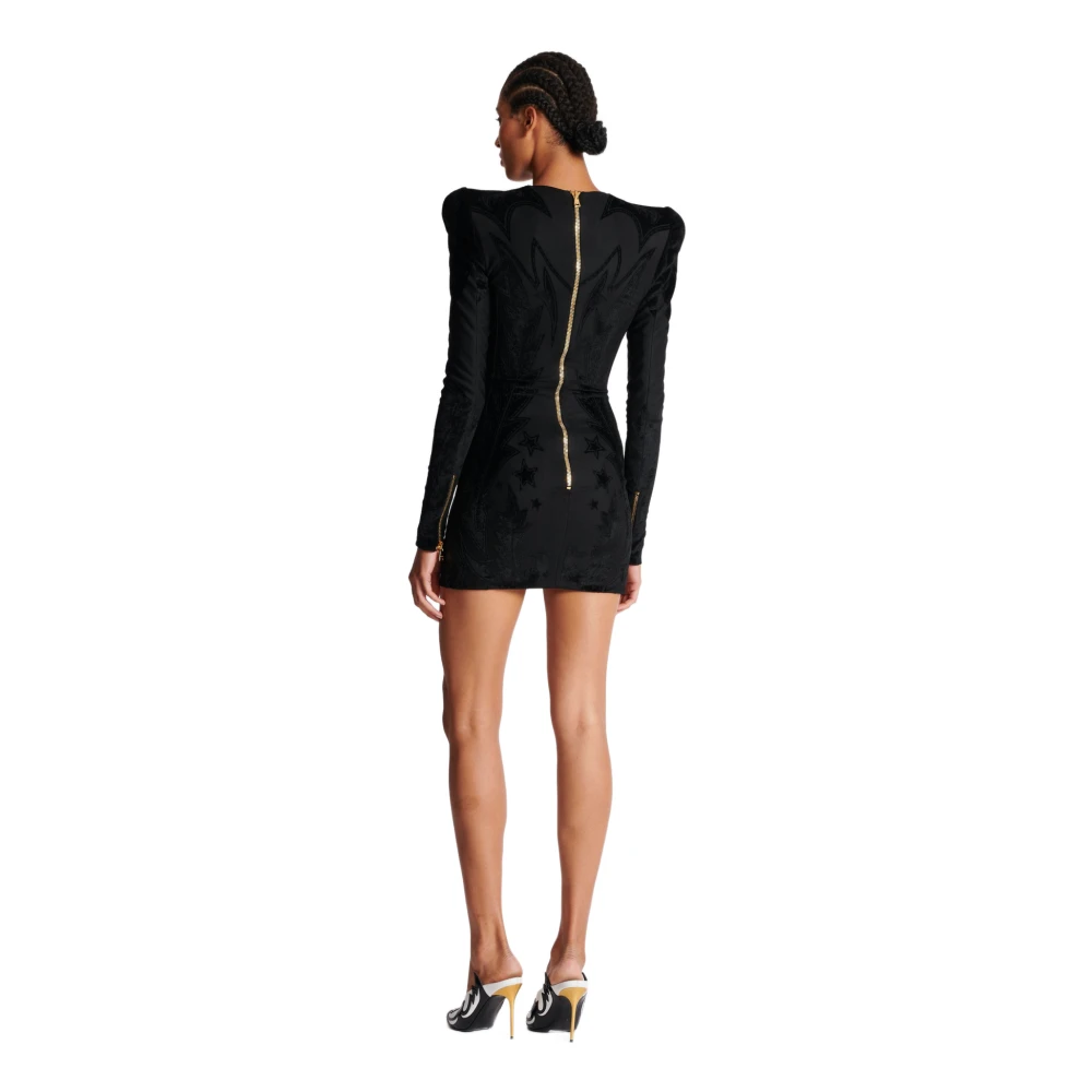 Balmain Jersey Korte Jurk Black Dames