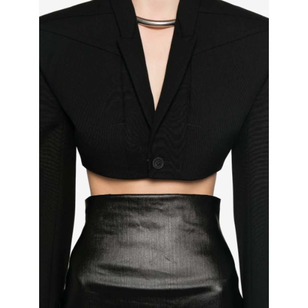 Rick Owens Zwarte Micro Tatlin Jas Black Dames