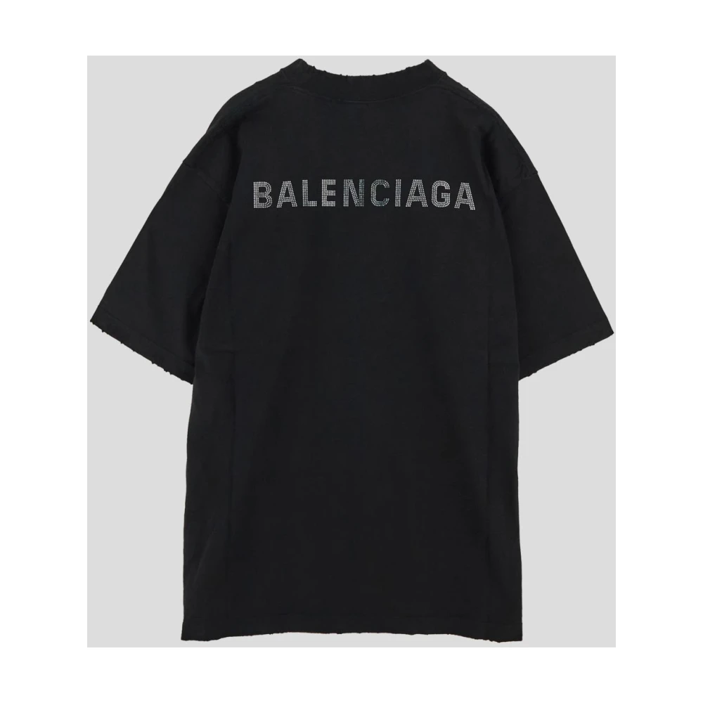 Balenciaga Katoenen Logo T-Shirt Black Heren