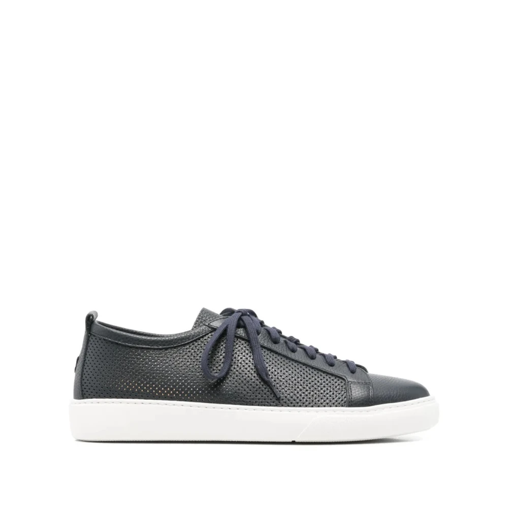 Henderson Geperforeerde Blauwe Leren Sneakers Heren Schoenen