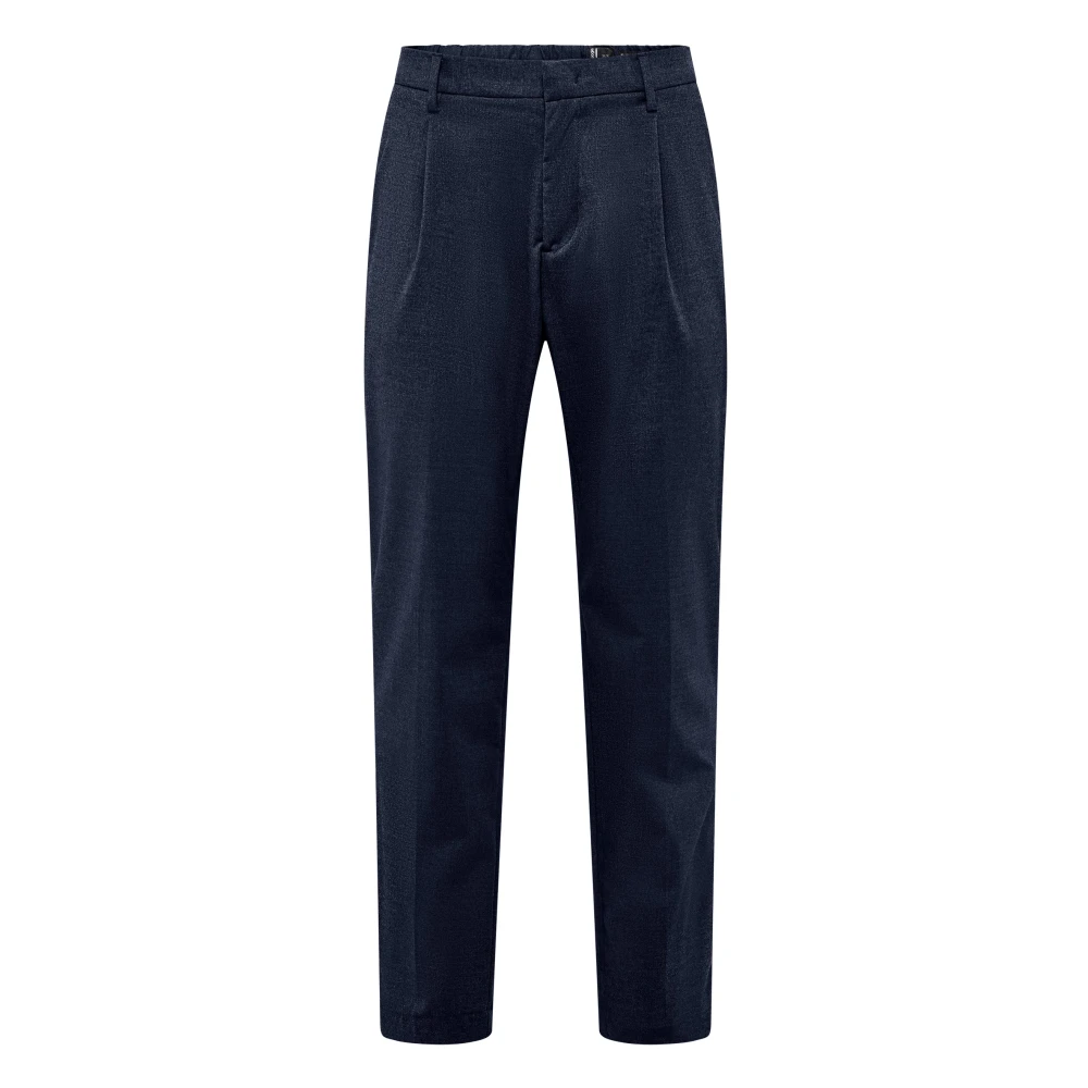 Bomboogie Men's Blue Suit Trousers, W31, Slim Fit Chino Trousers In Stretch Flannel