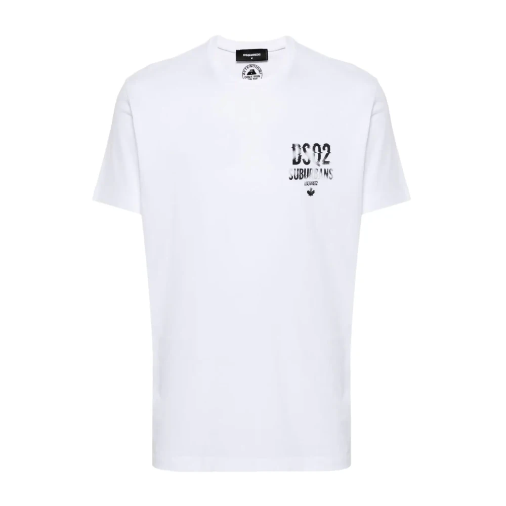 Dsquared2 Wit Logo Print T-Shirt White Heren