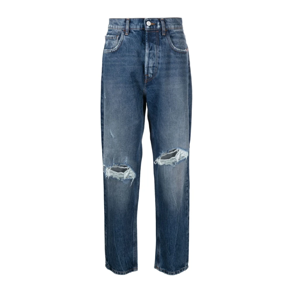 Amish Straight-Leg Jeans met Ripped Detail Blue Heren