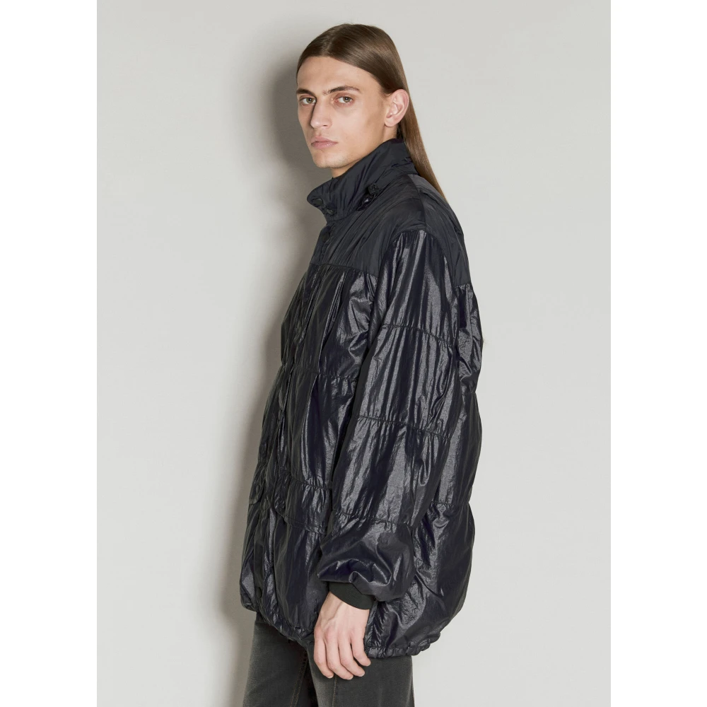 Our Legacy Gewatteerde Tonal Panel Jas Black Heren
