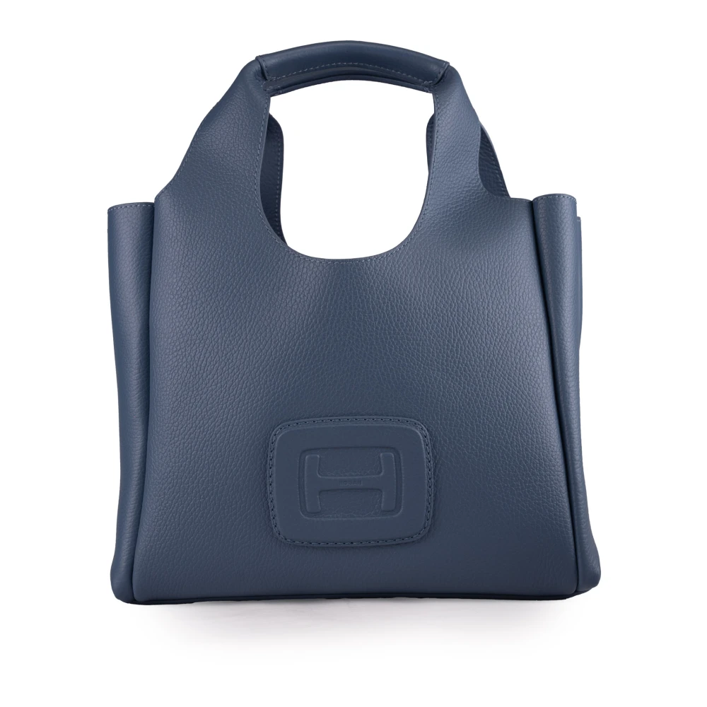 Hogan Blauwe leren shopper tas met interne zakken Blue Dames