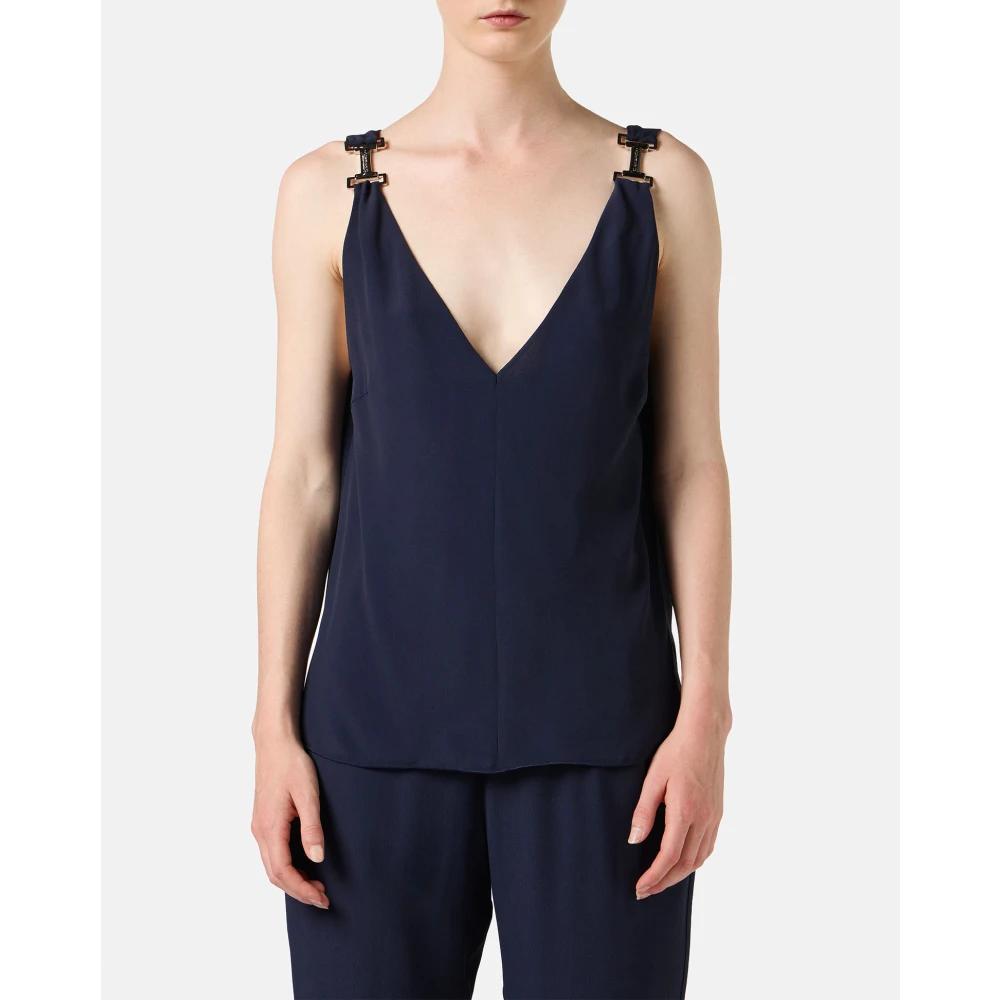 Iceberg Blauwe crepe de chine top met kenmerkende details Blue Dames