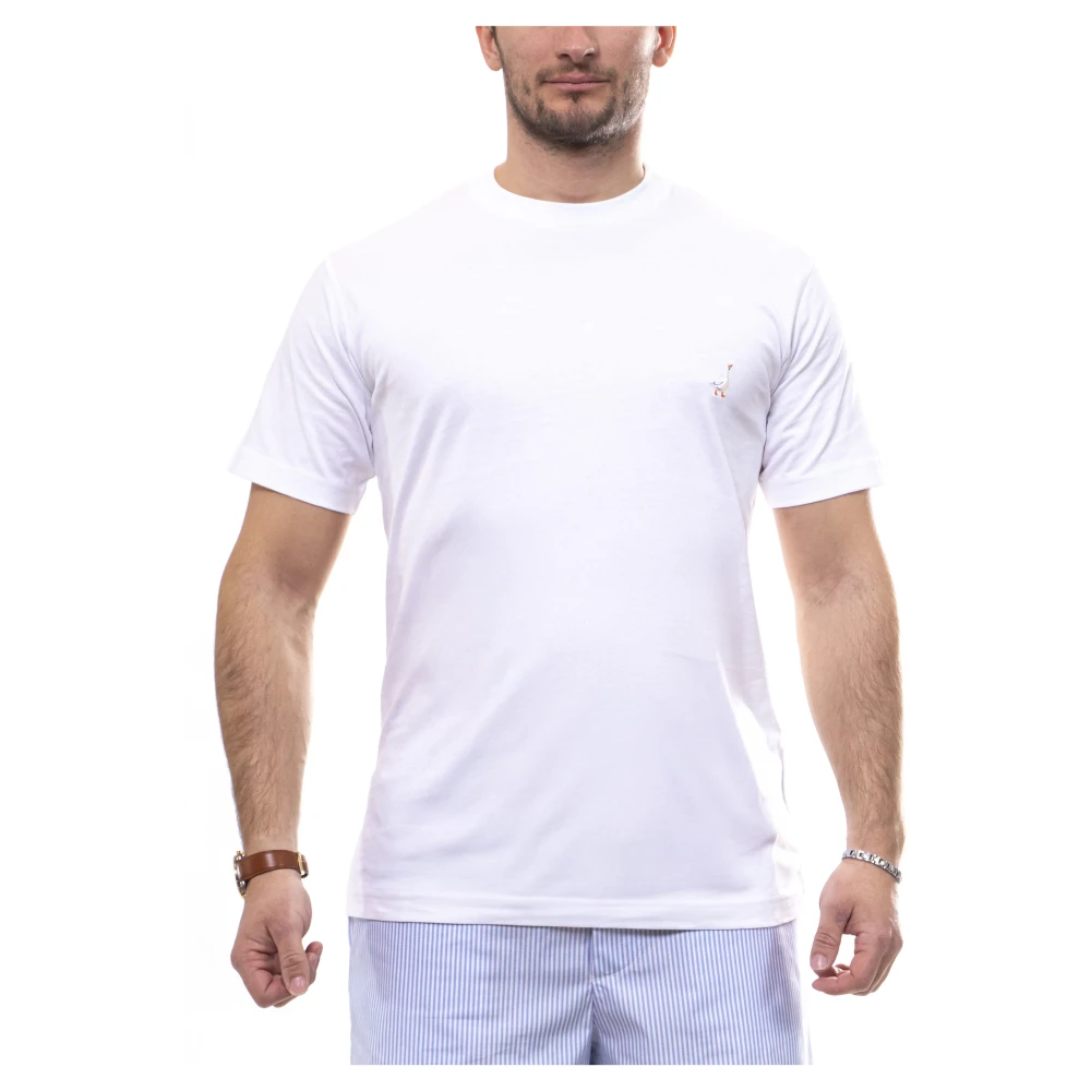 Moschino Men's White T-Shirts, Xl, Goose Embroidered T-Shirt