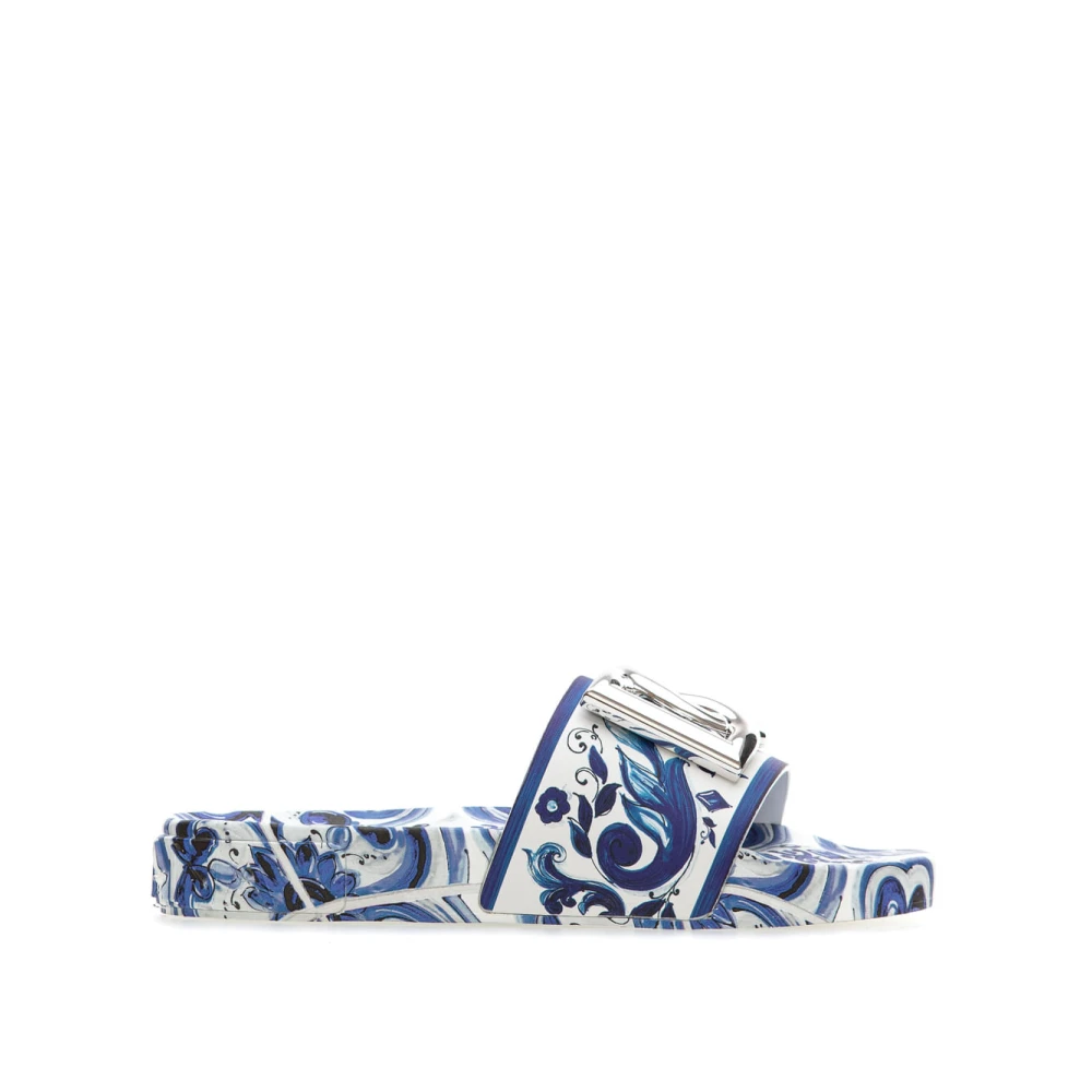 Dolce & Gabbana Stiliga Slides Sandaler i Svart Blue, Dam