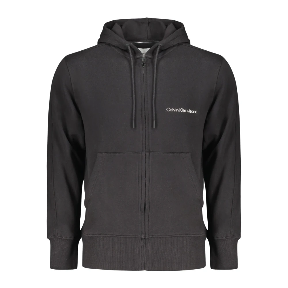 Calvin Klein Zwarte hoodie met rits en logo Black Heren