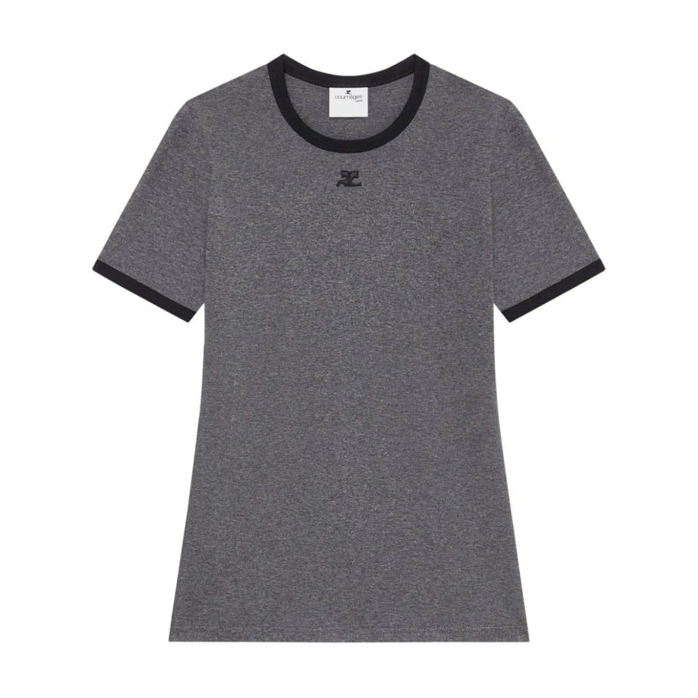 Courrèges Geborduurd Logo Ronde Hals Top Gray Dames