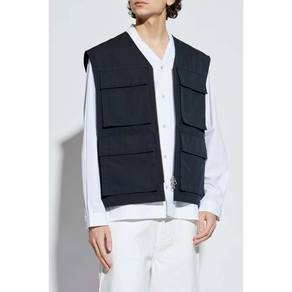 Jil Sander Vest met zijdeafwerking Black Heren