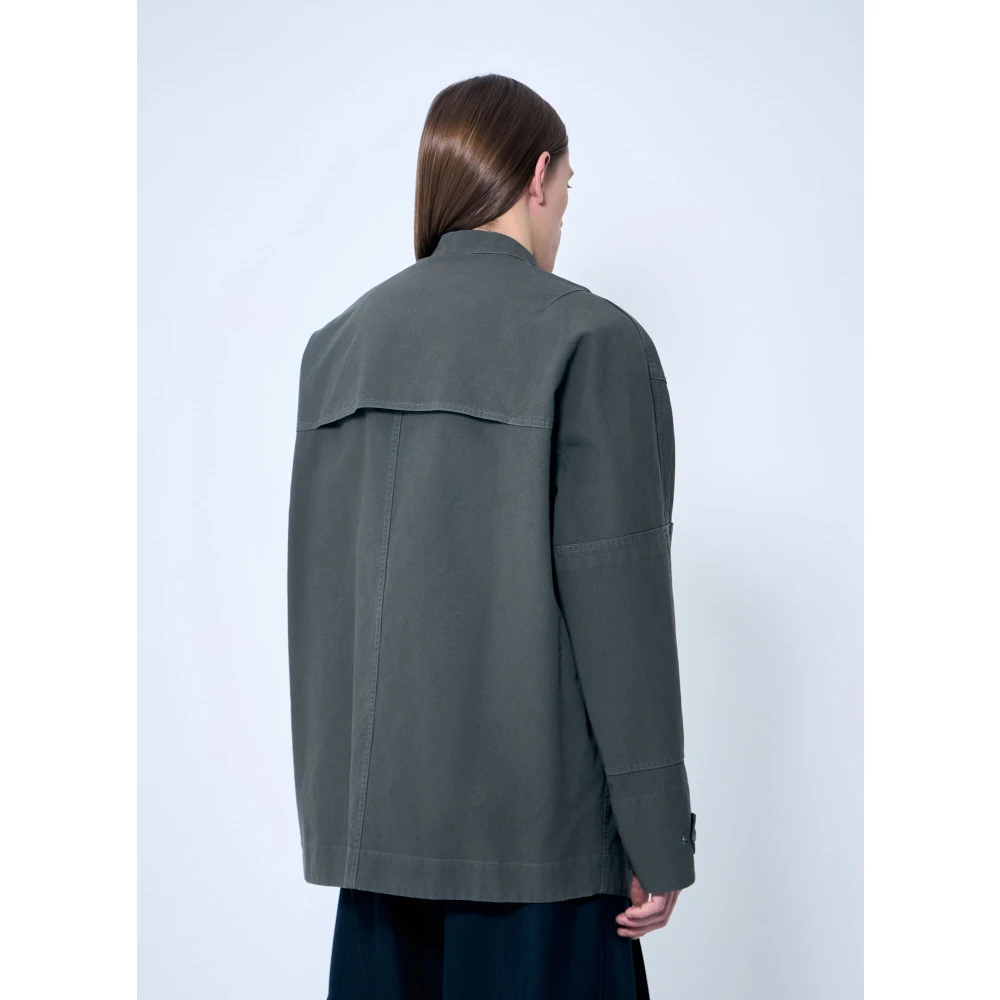 Dries Van Noten Jas met paneelconstructie en opa kraag Gray Heren