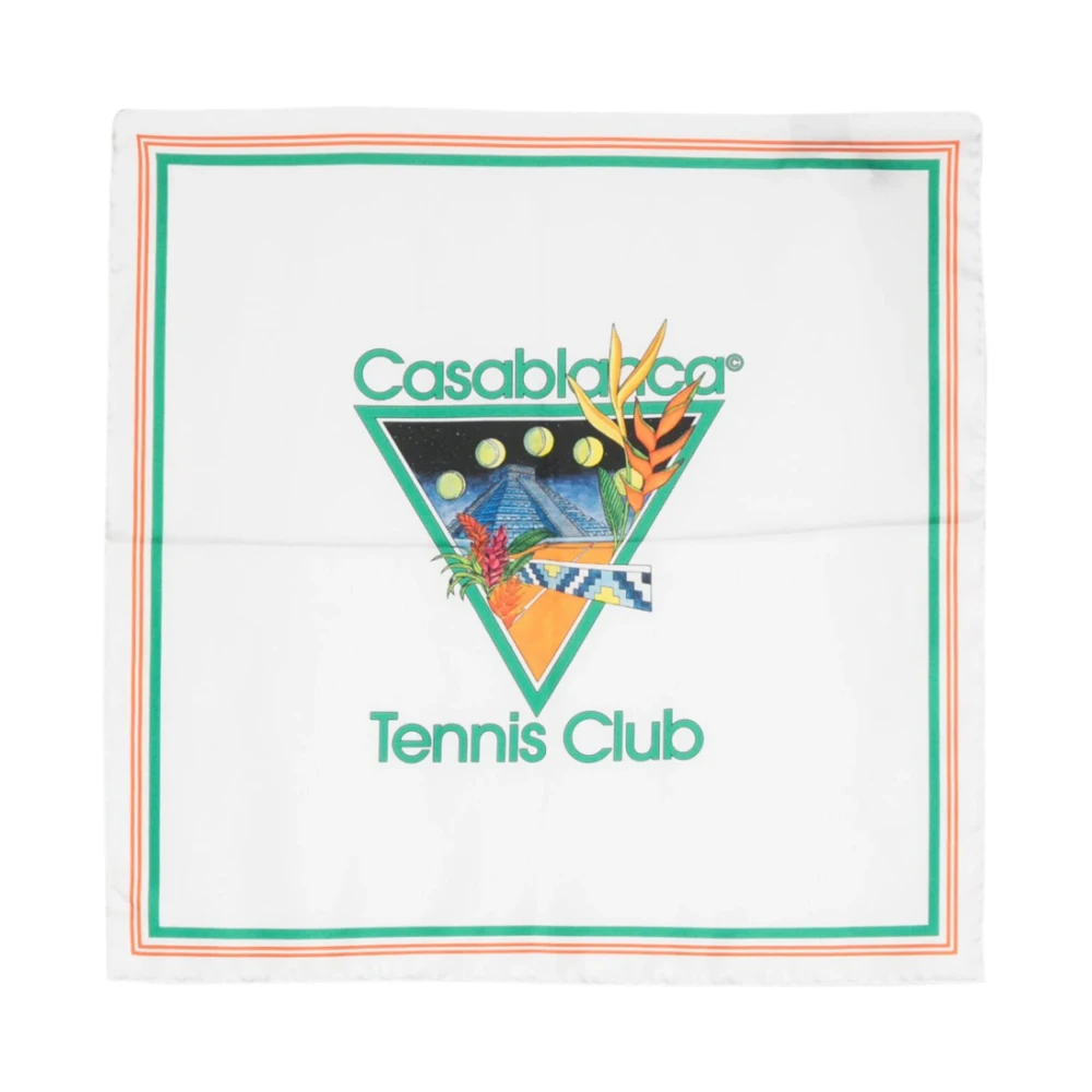 Casablanca Tennis Club Icon Logo Zijden Sjaal White Dames
