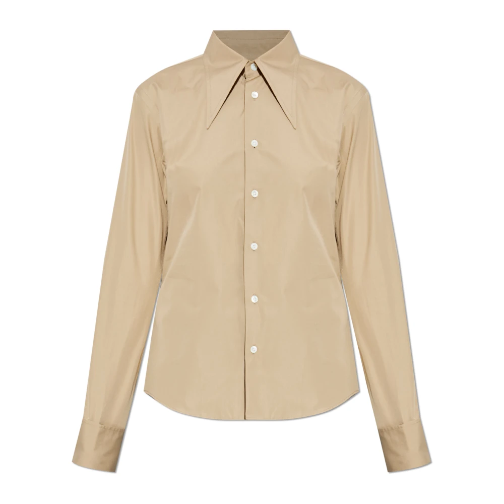 Ami Paris Kvinno Beige Blusar & Skjortor Dam, M, Bomull, Cotton Shirt