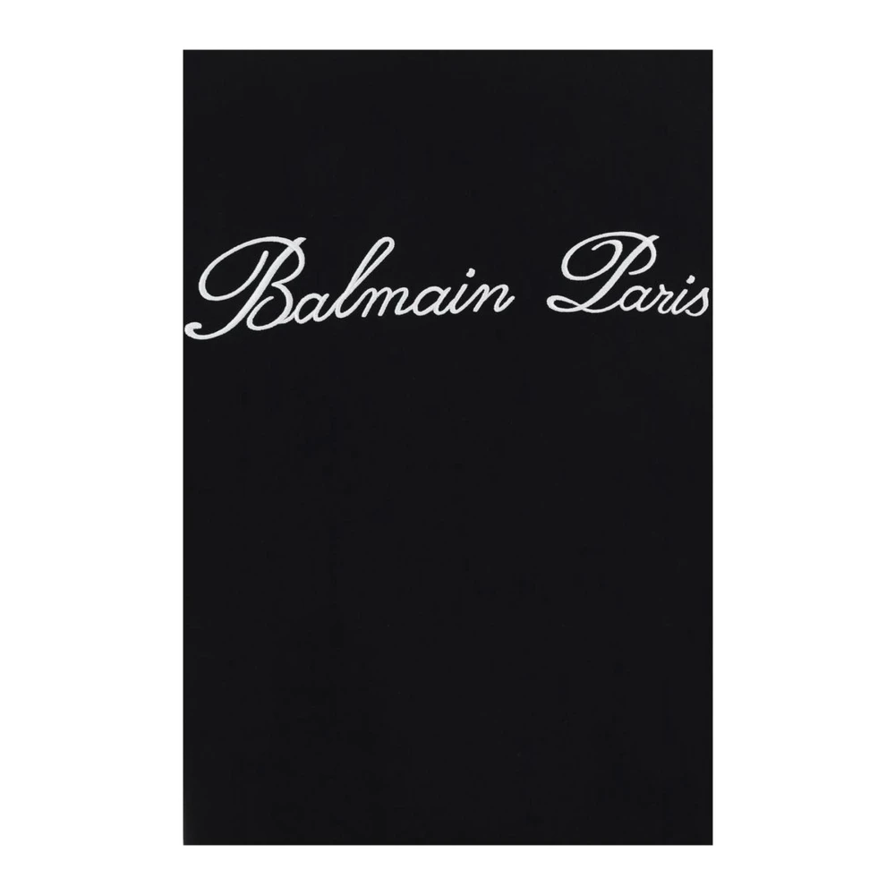 Balmain Monogram Katoenen T-shirt met Ronde Hals Black Heren