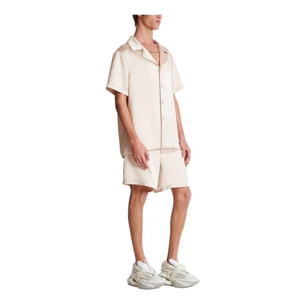 Balmain Geborduurde PB Logo Pyjama Shirt Beige Heren