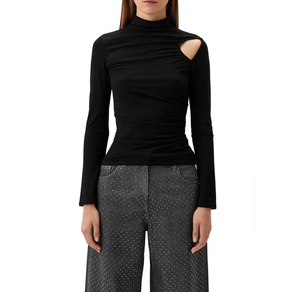 PATRIZIA PEPE Zwarte Cut Out Trui Black Dames