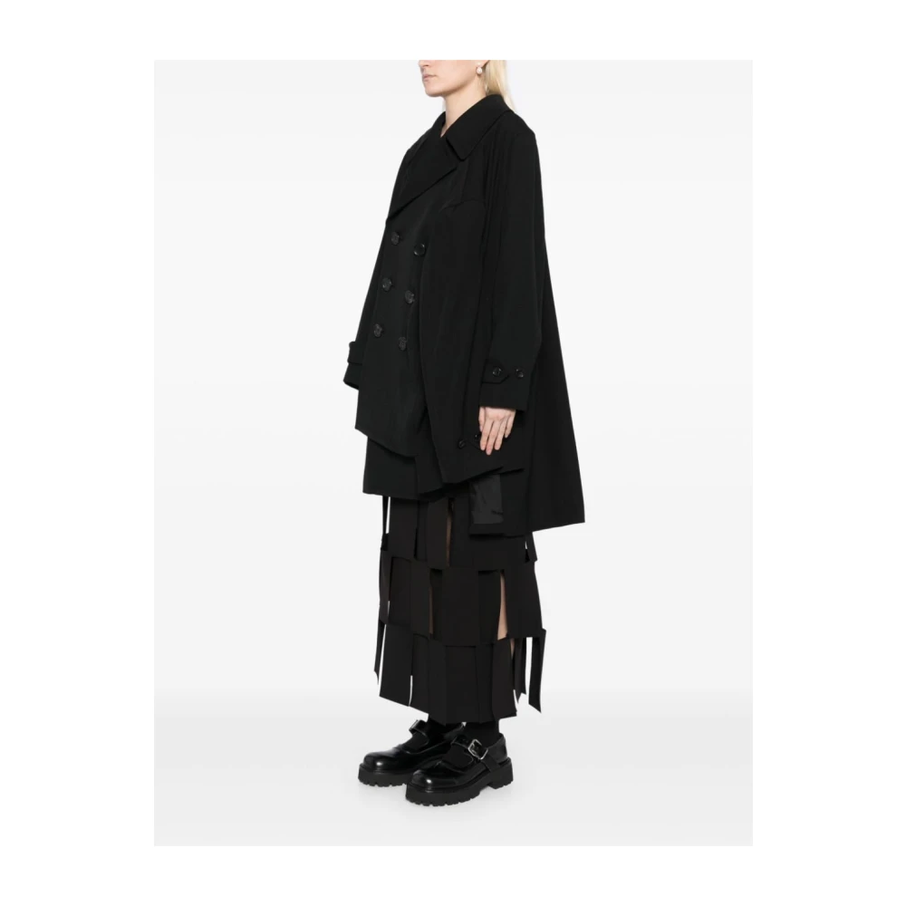 Comme des Garçons Zwarte dubbelrijige wollen jas Black Dames