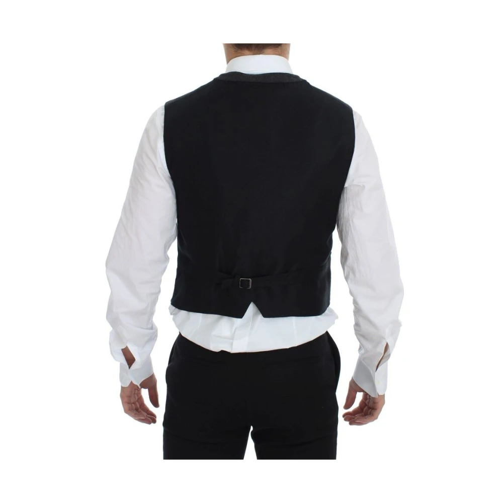 Dolce & Gabbana Elegante Grijze Wollen Blend Jurk Vest Gray Heren