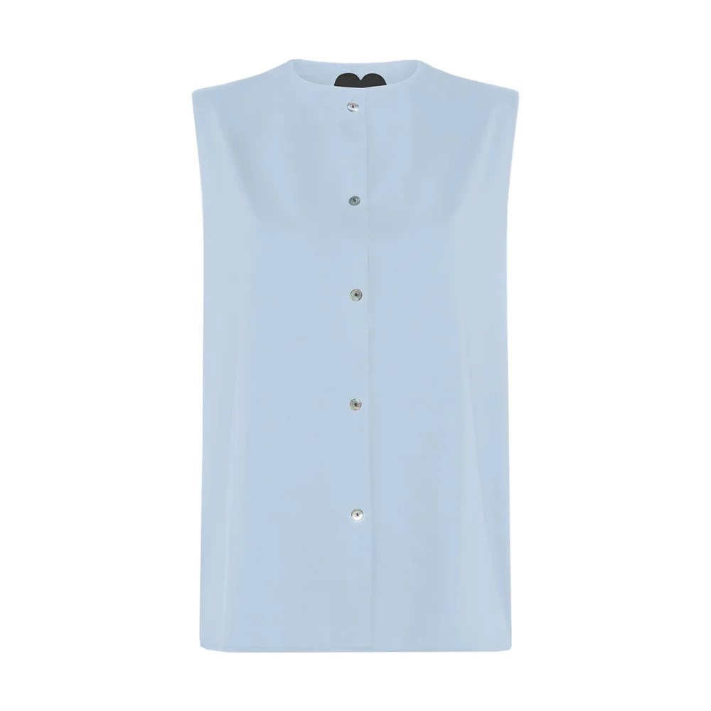 RRD Mouwloze Katoenen Blouse Blue Dames