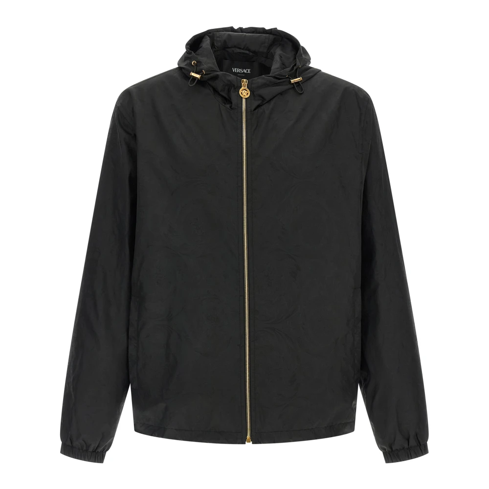 Versace Men's Black Barocco Jacquard Windbreaker
