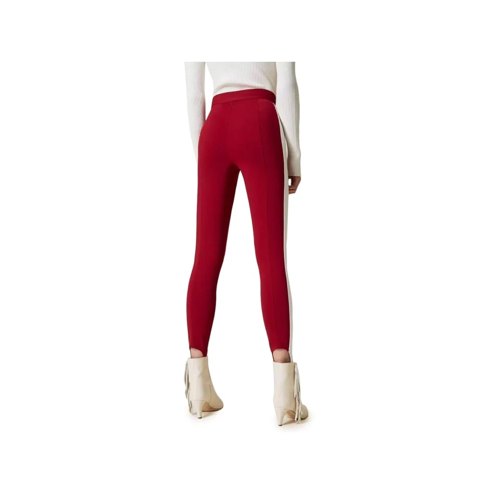 Twinset Logo Zip-Fastening Leggings Red Dames