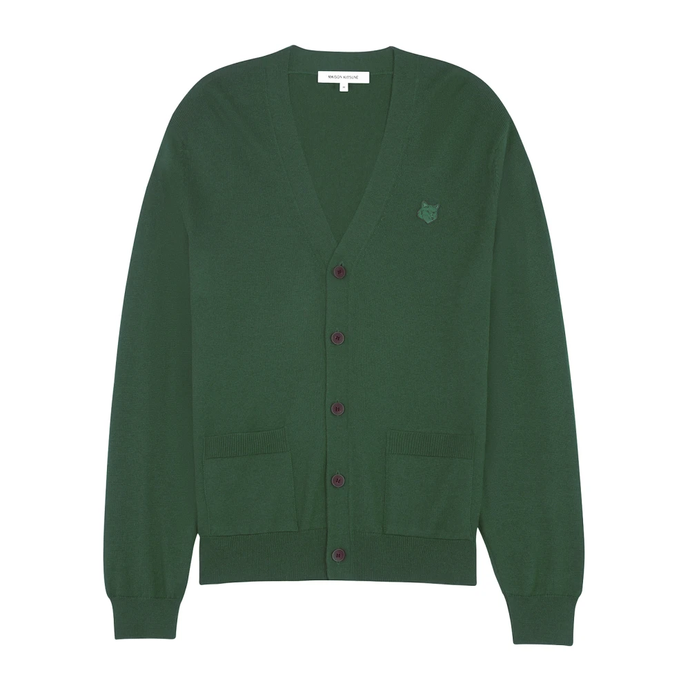 Maison Kitsuné Vos Patch Wollen Vest Green Heren