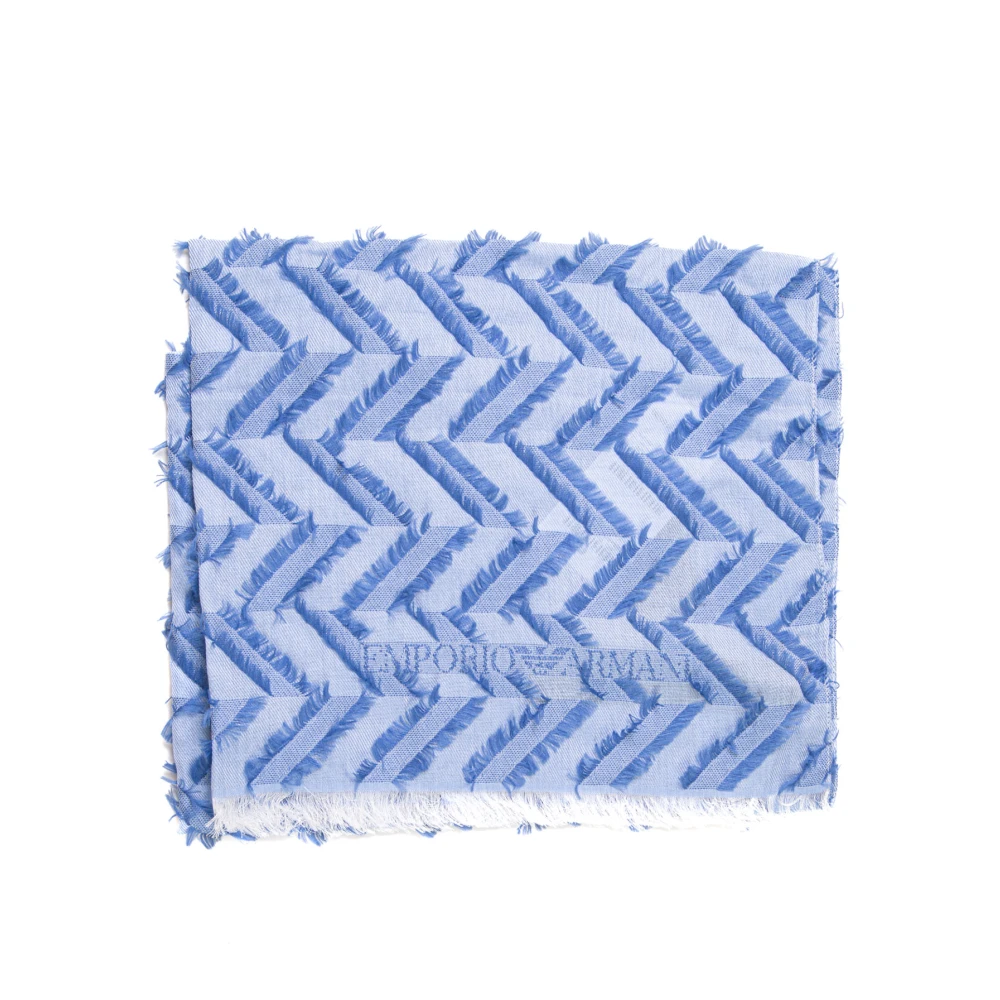 Emporio Armani Fringe Trim Geometrische Fantasie Modaal Viscose Blue Dames