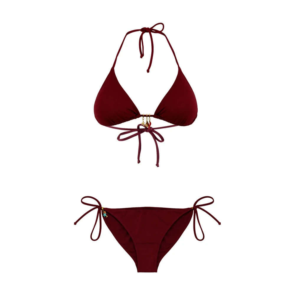 Mc2 Saint Barth Women's Red Leah Triangle Bikini Top - Bikinis - M - Swimwear