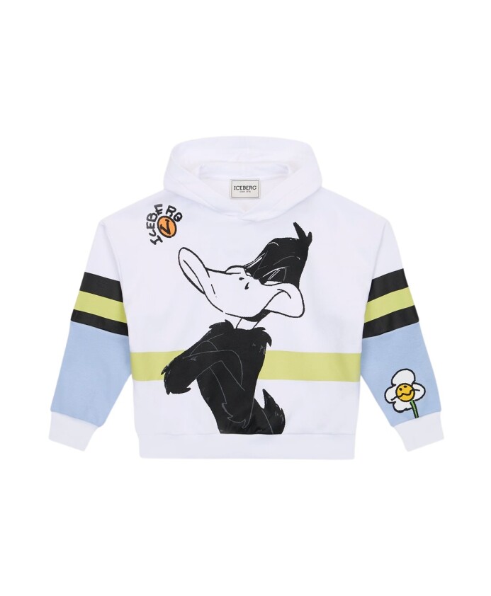 enfants-sweat-a-capuche-blanc-avec-impression-de-daffy-duck