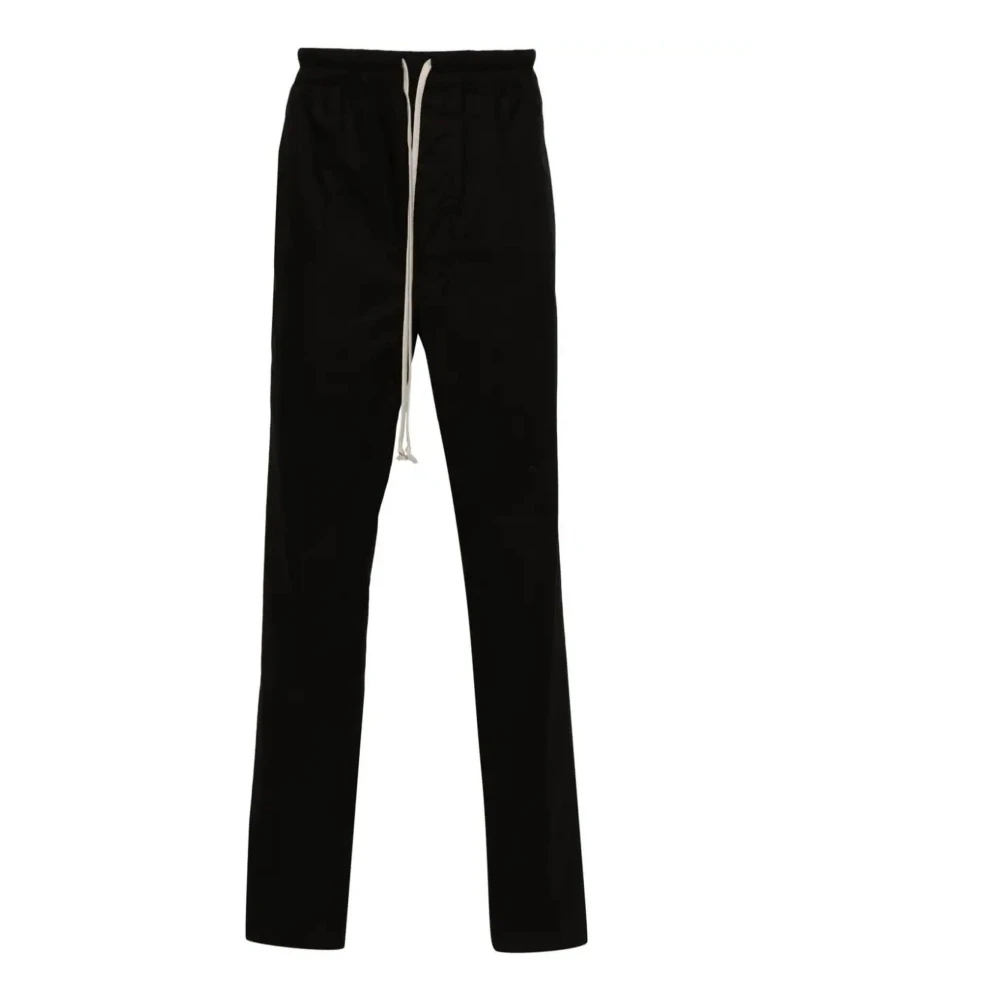 Rick Owens Zwarte katoenen broek elastische taille slim fit Black Heren