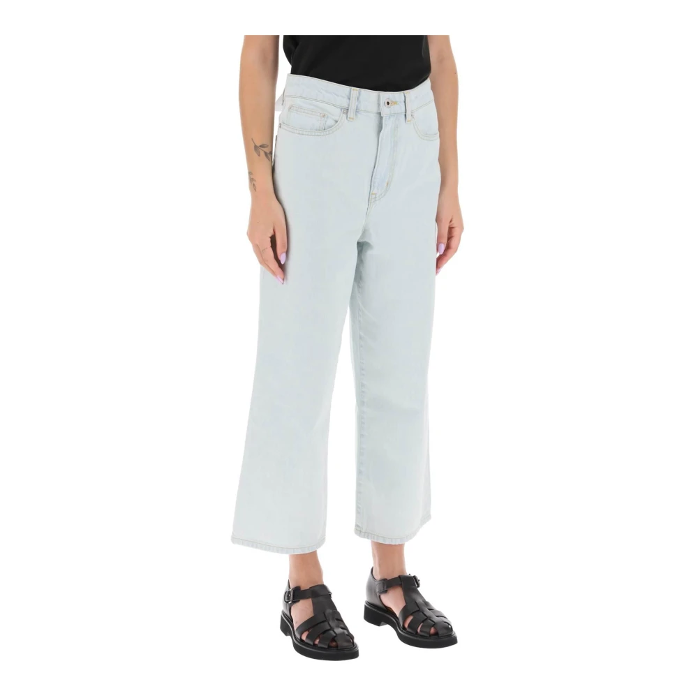 Kenzo Sumire Wide Leg Cropped Jeans Blue Dames