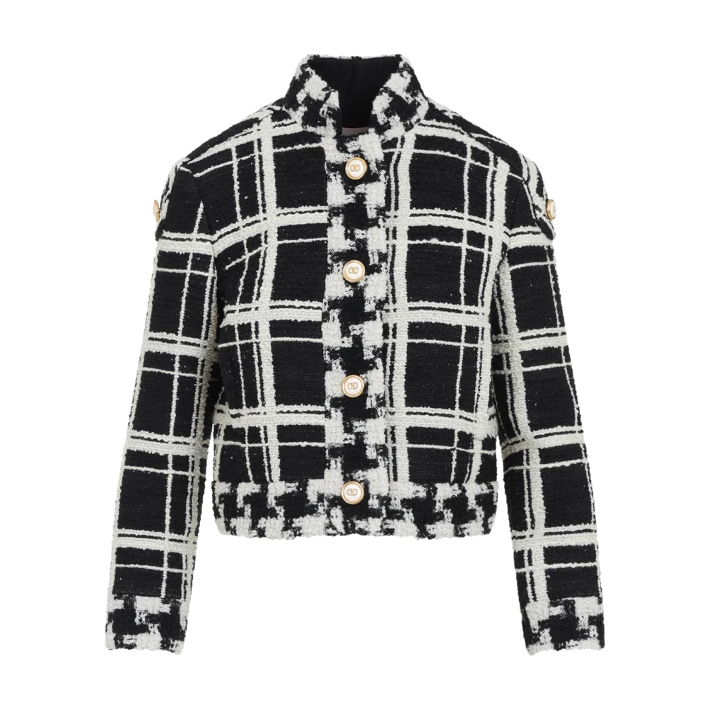 Valentino Garavani Zwarte Houndstooth Rok met VLogo Detail Black Dames