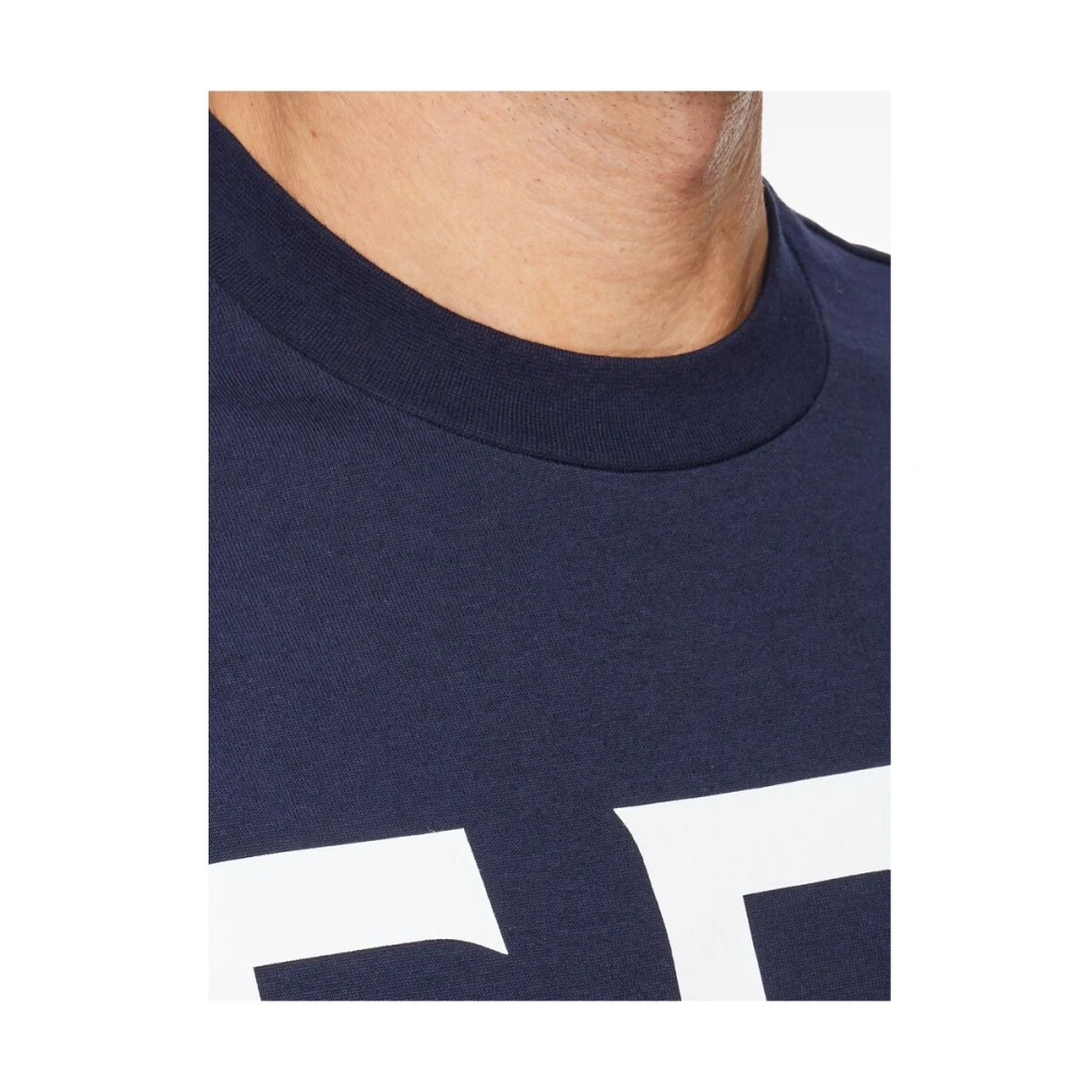 Salvatore Ferragamo Navy Blue Logo Print T-shirt Blue Heren
