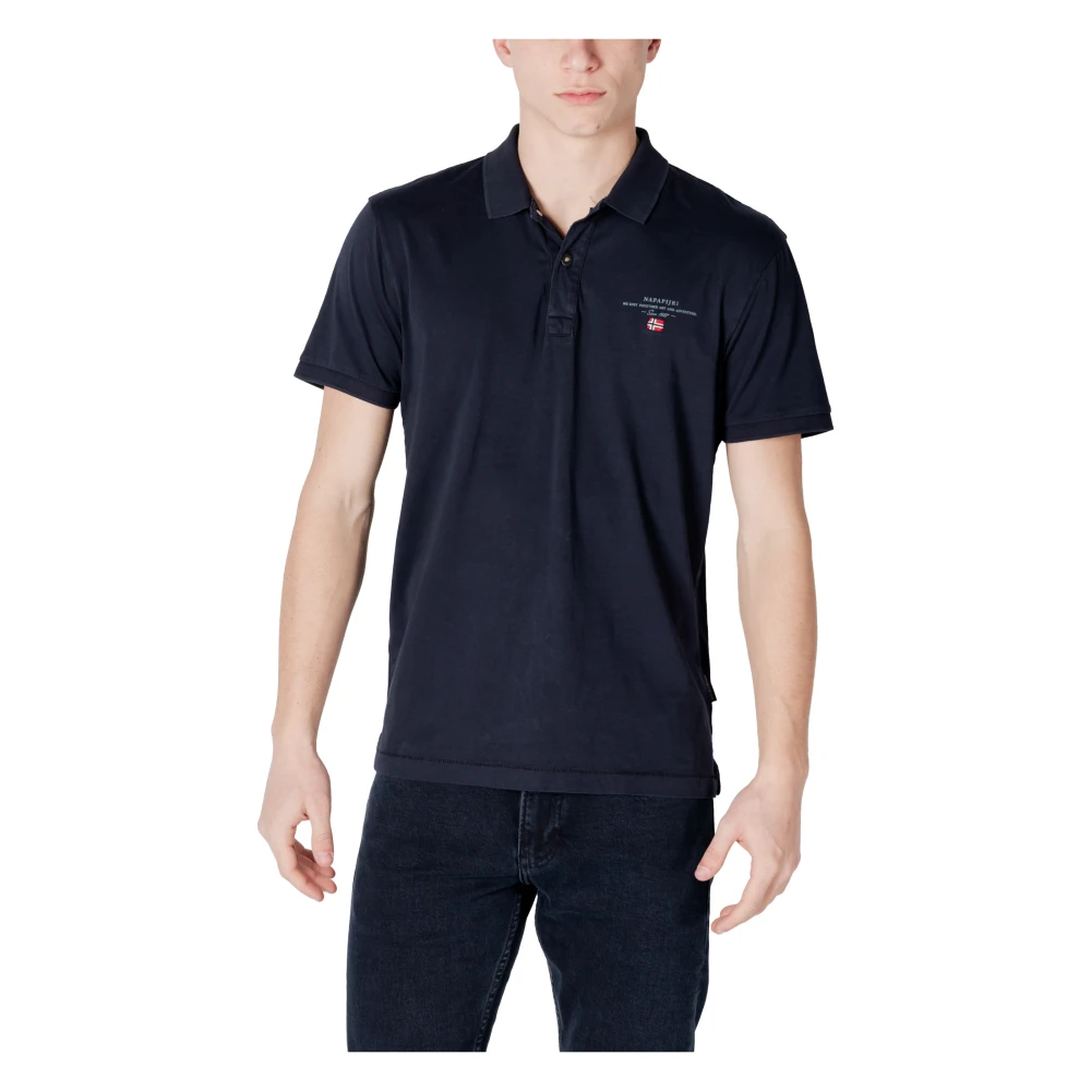 Napapijri Men's Blue Polo Shirts, 2XL, Cotton Polo Shirt With Button Fastening