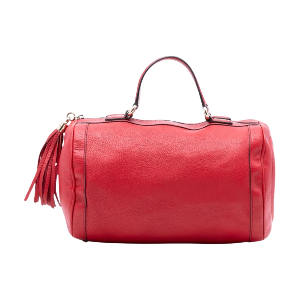 Gucci Vintage Women's Red Vintage Handbags, One Size, Pre-Owned Tasseled Leather Barrel Bag