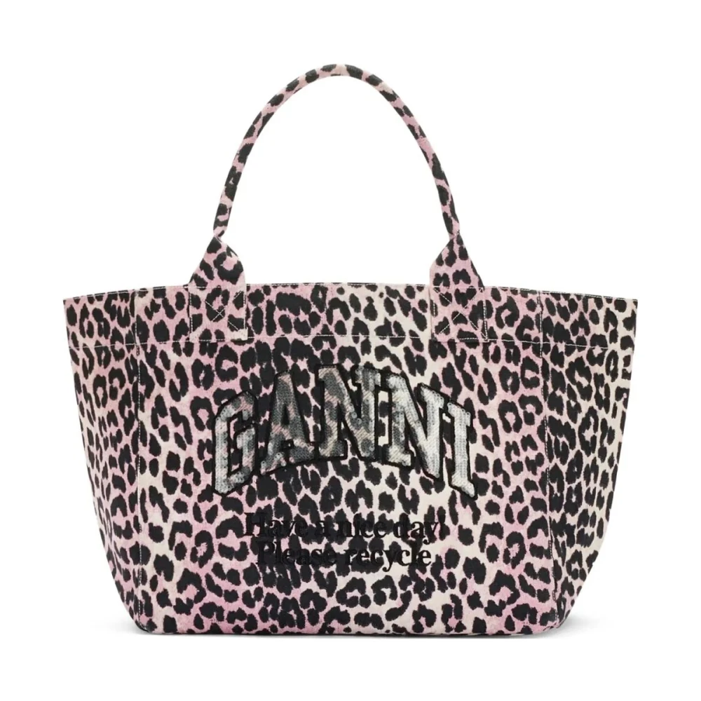 Ganni Women's Multicolor Shopping Bags, One Size, Leopard Medium Tote