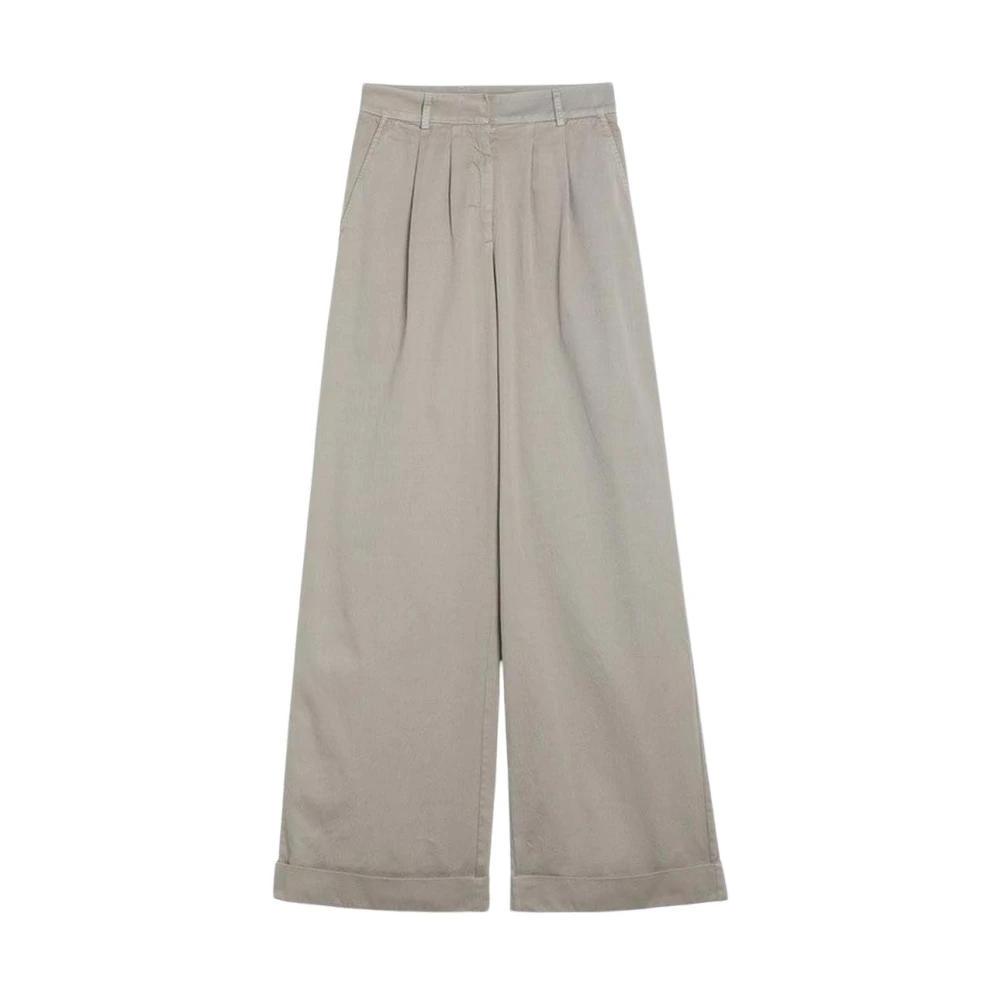 Palm Angels Beige Wide Trousers, Female, Xs, Gb Label Wide Leg Trousers