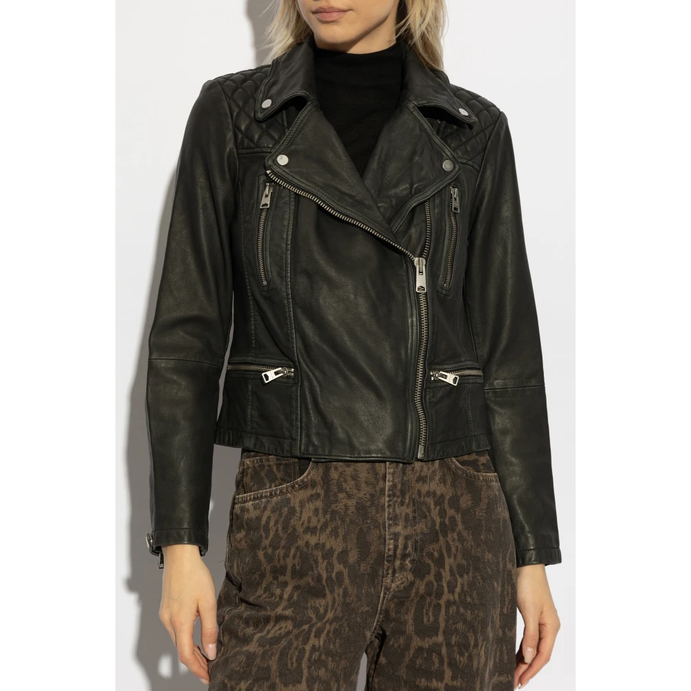 AllSaints Leren jack Cargo Black Dames